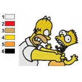Scuffle Bart and Homer Simpson Embroidery Design